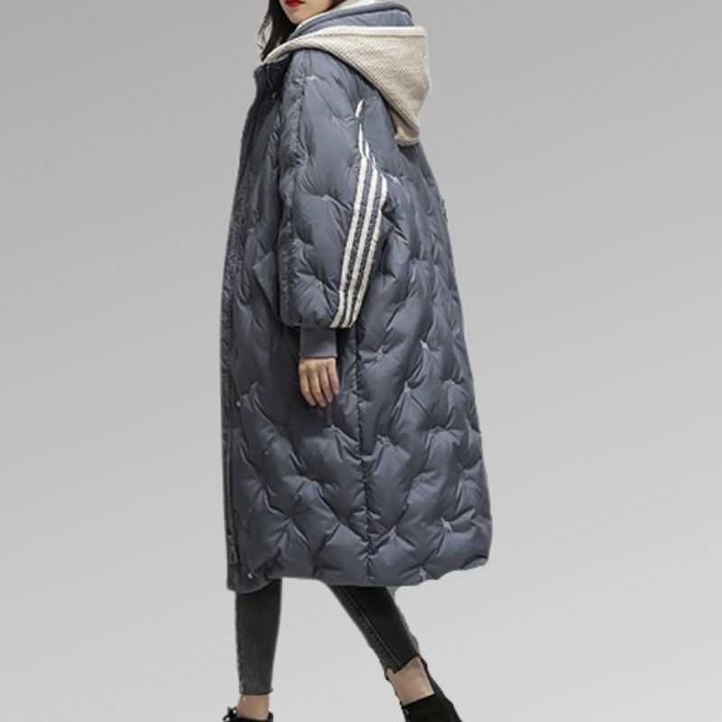 Long Puffer Coat | Chevron Quilted Design | Warm Winter Essential