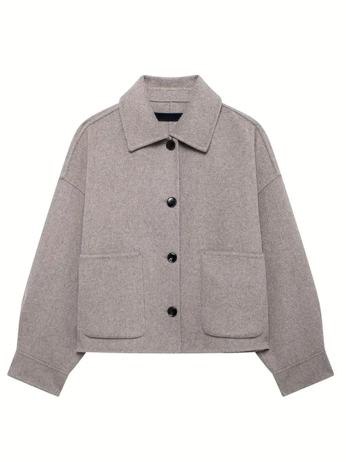 Cropped Wool-Blend Jacket | Minimalist Design | Boxy Fit | Modern Layer
