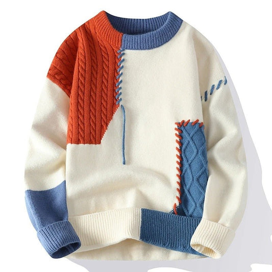 Colour-Block Patchwork Sweater | Bold Knit Design | Warm & Trendy | Unisex