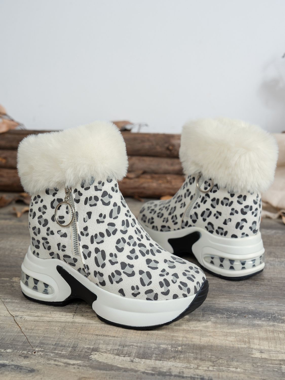 Leopard Print Fur-Lined Ankle Boots | Warm & Stylish | Winter-Ready