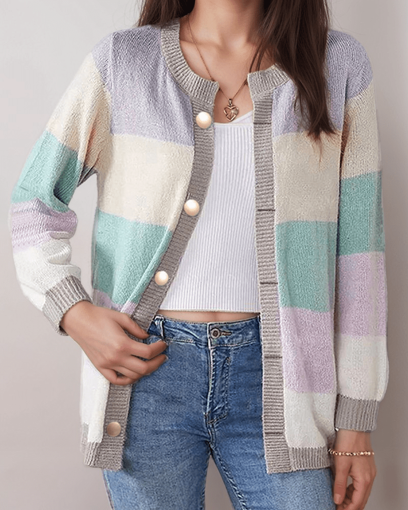 Striped Button Cardigan | Multicolour | Casual Wear | Relaxed fit