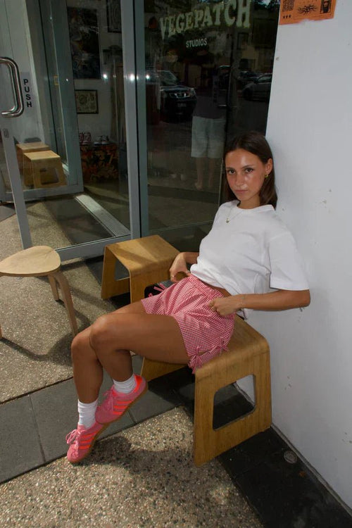 Gingham Bow Shorts | Elastic Waist | Lightweight Summer Fit