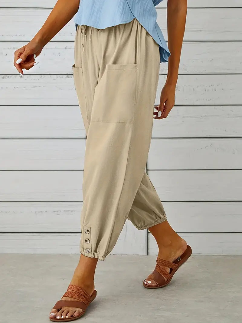 Women's Cropped Jogger Pants | Lightweight Elastic Waist | Casual Summer Lounge Pants