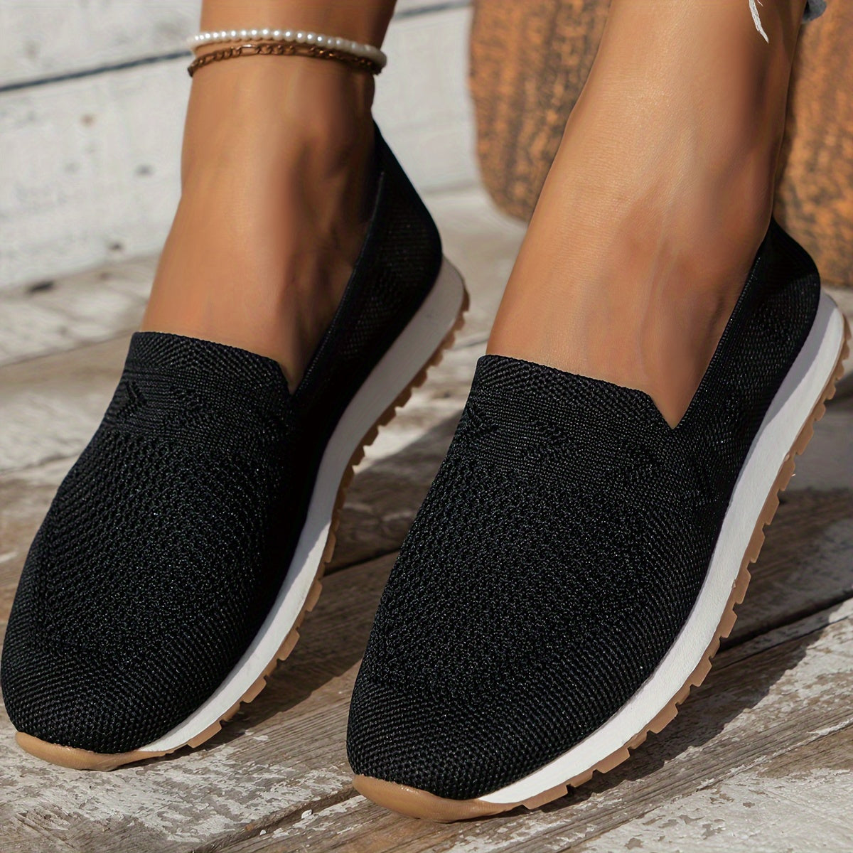 Knit Slip-On Sneakers | Lightweight Casual Walking Shoes | Breathable Stretch Fit