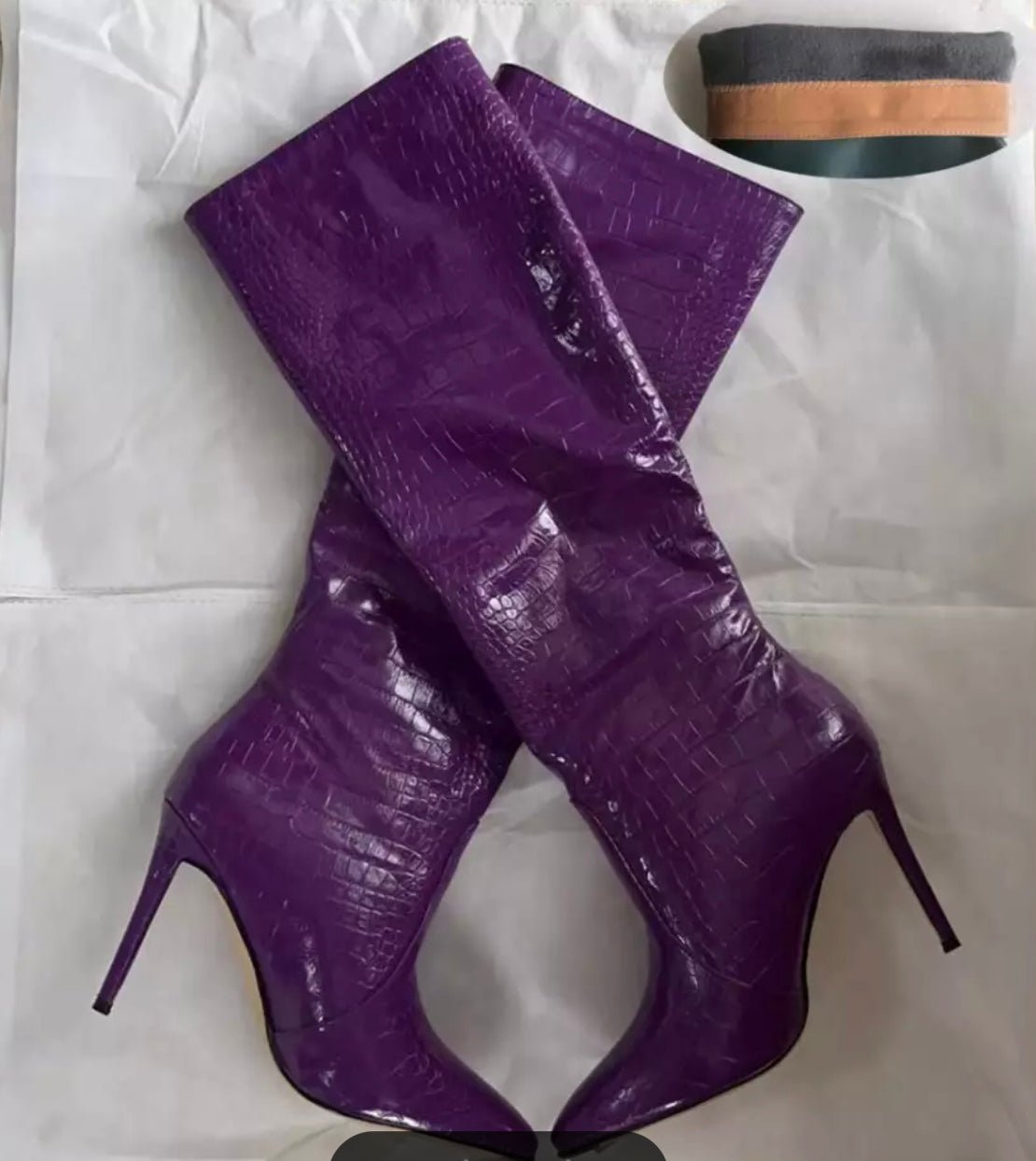 Croc-Embossed Knee-High Boots | Bold Colours | Pointed Toe | Statement Style