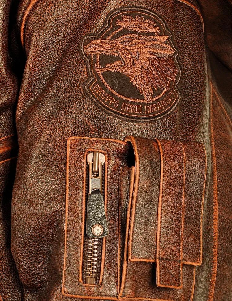 Vintage Aviator Bomber Jacket | Genuine Distressed Leather | Removable Hood | Rugged Winter Style