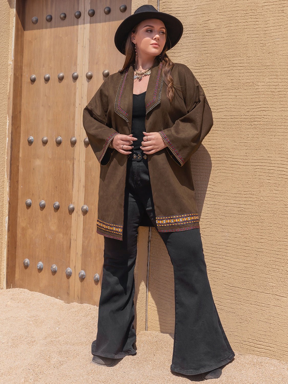 Boho-Inspired Kimono Jacket | Embroidered Hem | Lightweight Cotton Blend | Casual Chic Layer