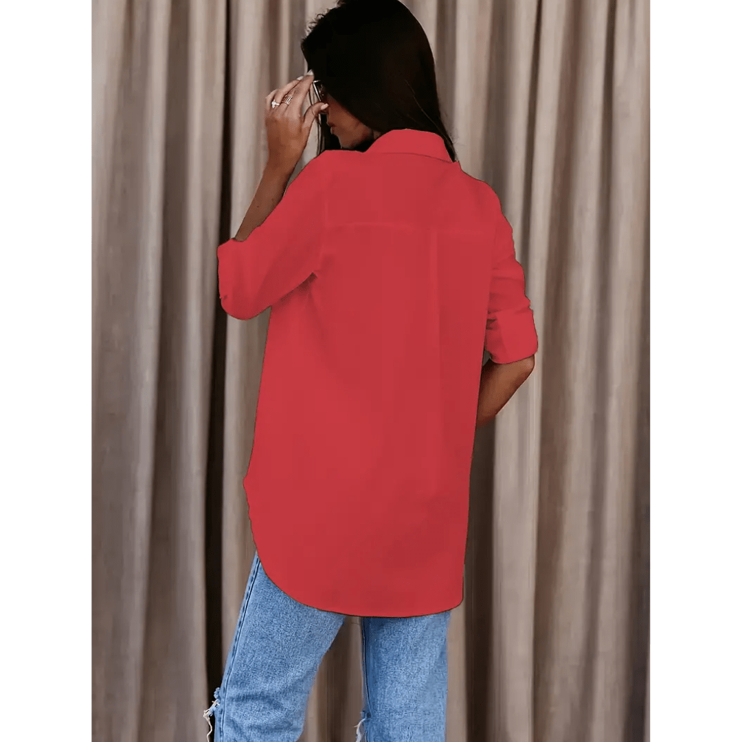 Longline Button-Up Shirt | Roll-Tab Sleeves | Classic Collar