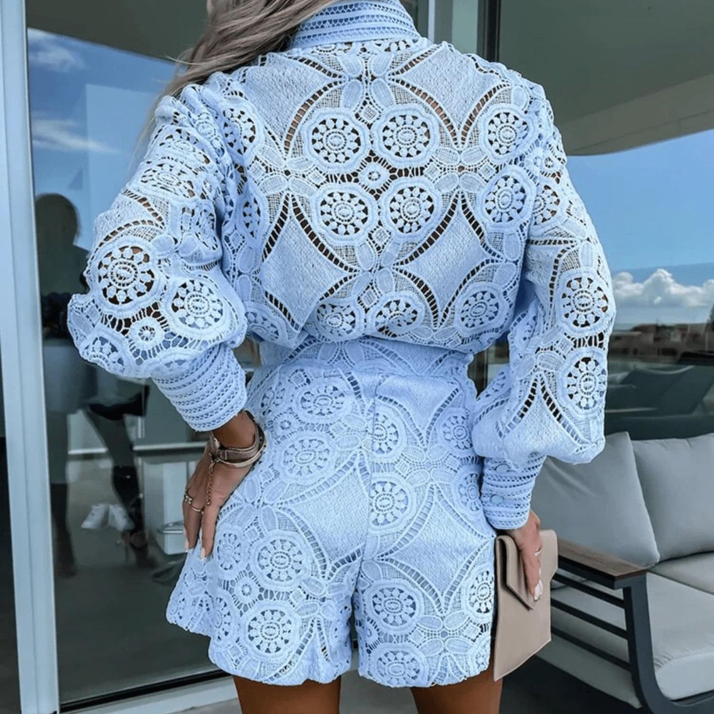 Lace Shirt Dress | Intricate Embroidery | Collared Long Sleeve Design | Perfect for Chic Daytime Looks