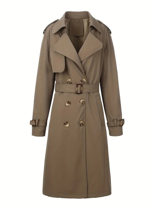 Classic Double-Breasted Trench Coat | Water-Resistant | Cotton Blend | Timeless Outerwear