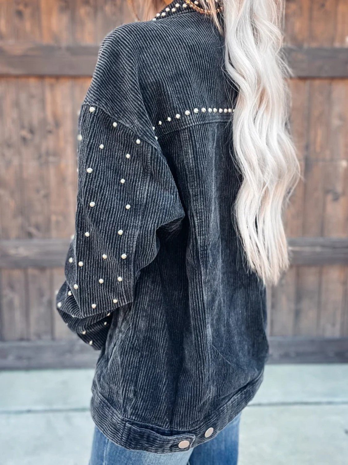 Studded Corduroy Jacket | Trendy Oversized Fit | Textured Cotton Blend | Statement Layer