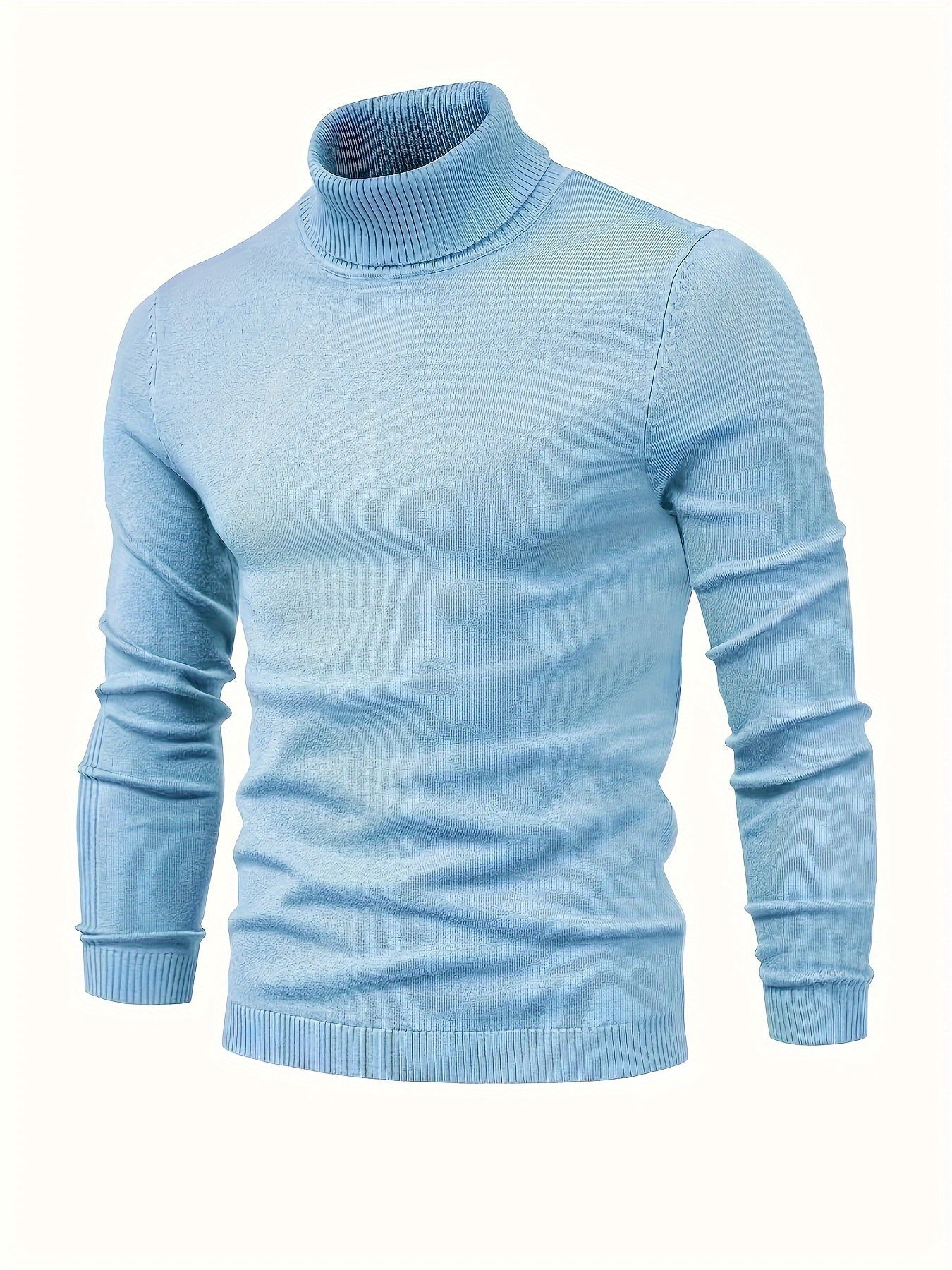 Men's Slim Fit Turtleneck Sweater | Ribbed Cuffs & Hem | Lightweight Fall Layer