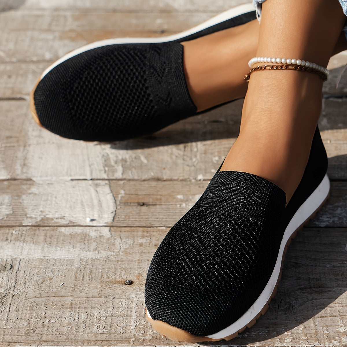 Knit Slip-On Sneakers | Lightweight Casual Walking Shoes | Breathable Stretch Fit