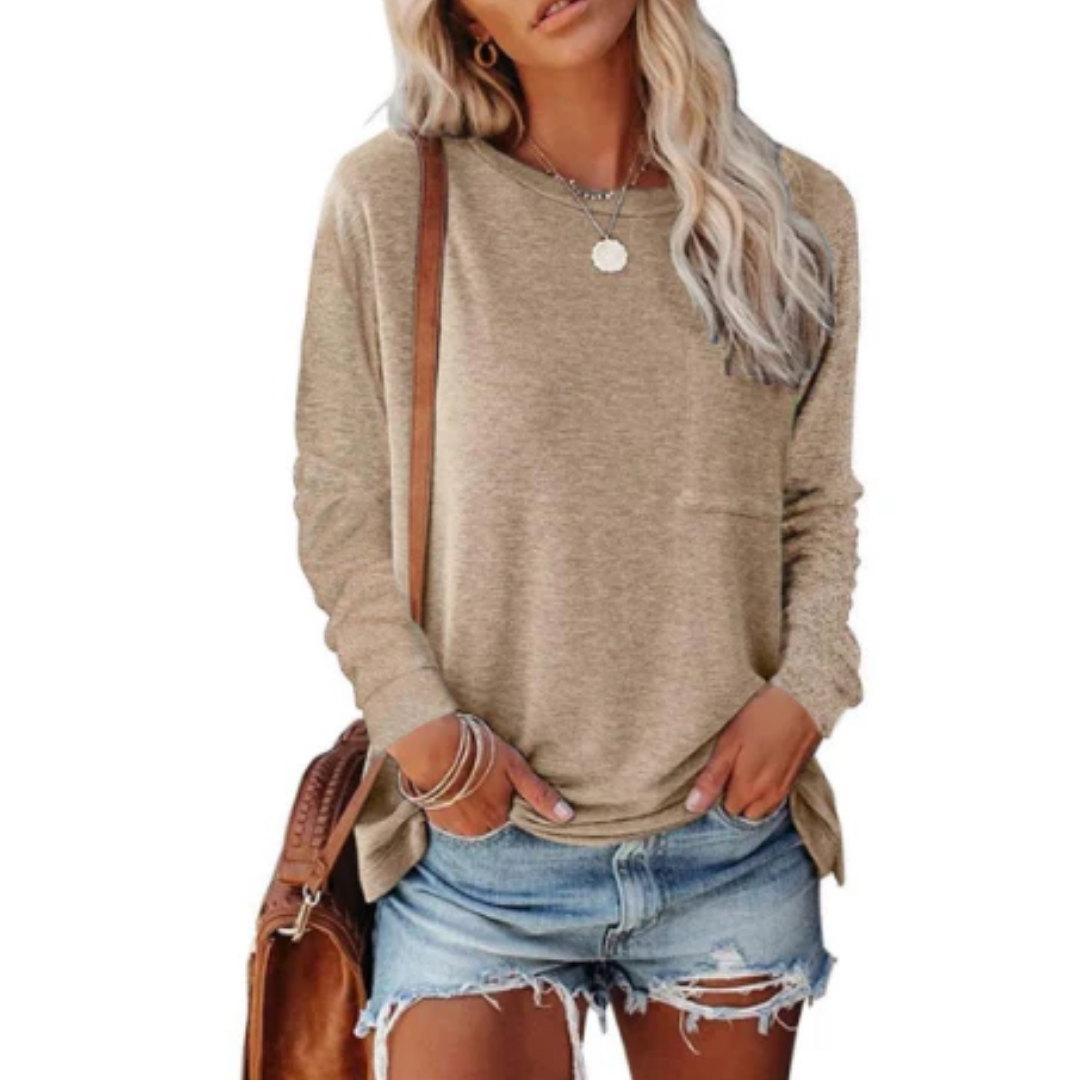 Women's Lightweight Long Sleeve Tee | Casual Relaxed Fit Top | Everyday Essential