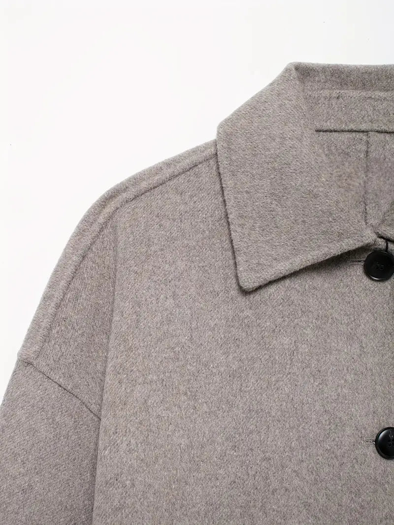 Cropped Wool-Blend Jacket | Minimalist Design | Boxy Fit | Modern Layer