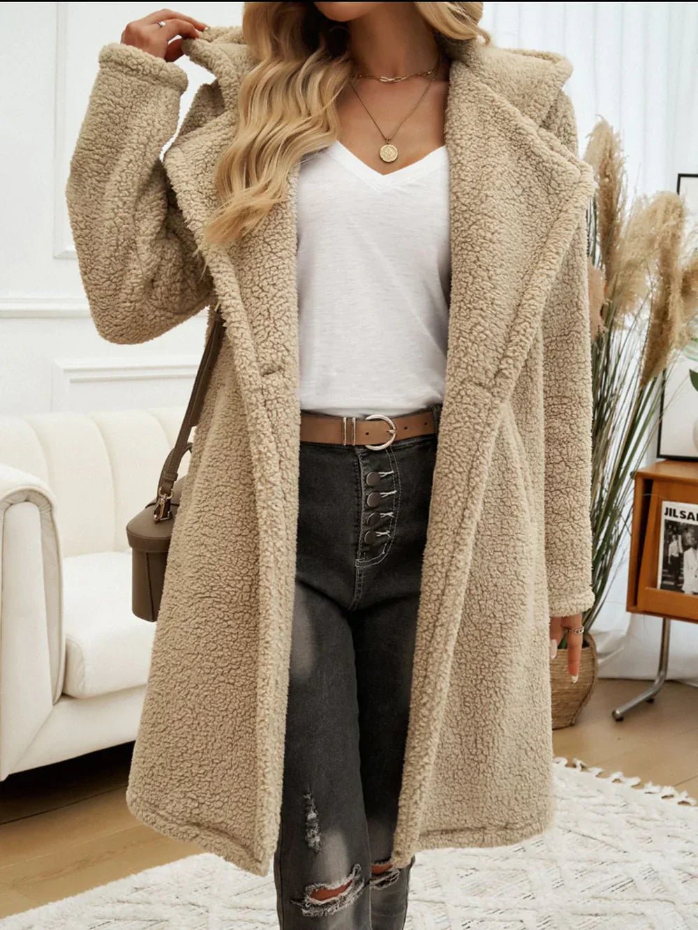 Long Teddy Coat | Soft & Cosy | Fleece Texture | Casual Winter Layer