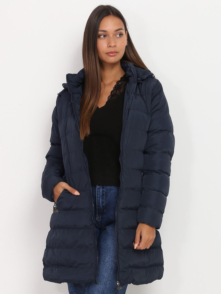 Long Hooded Puffer Coat | Water-Resistant | Polyester Fill | Winter Comfort