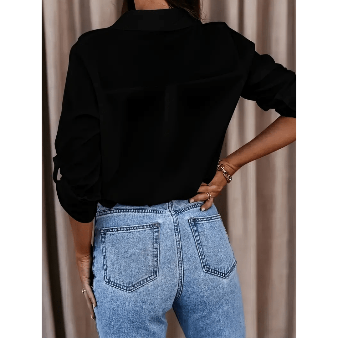 Longline Button-Up Shirt | Roll-Tab Sleeves | Classic Collar