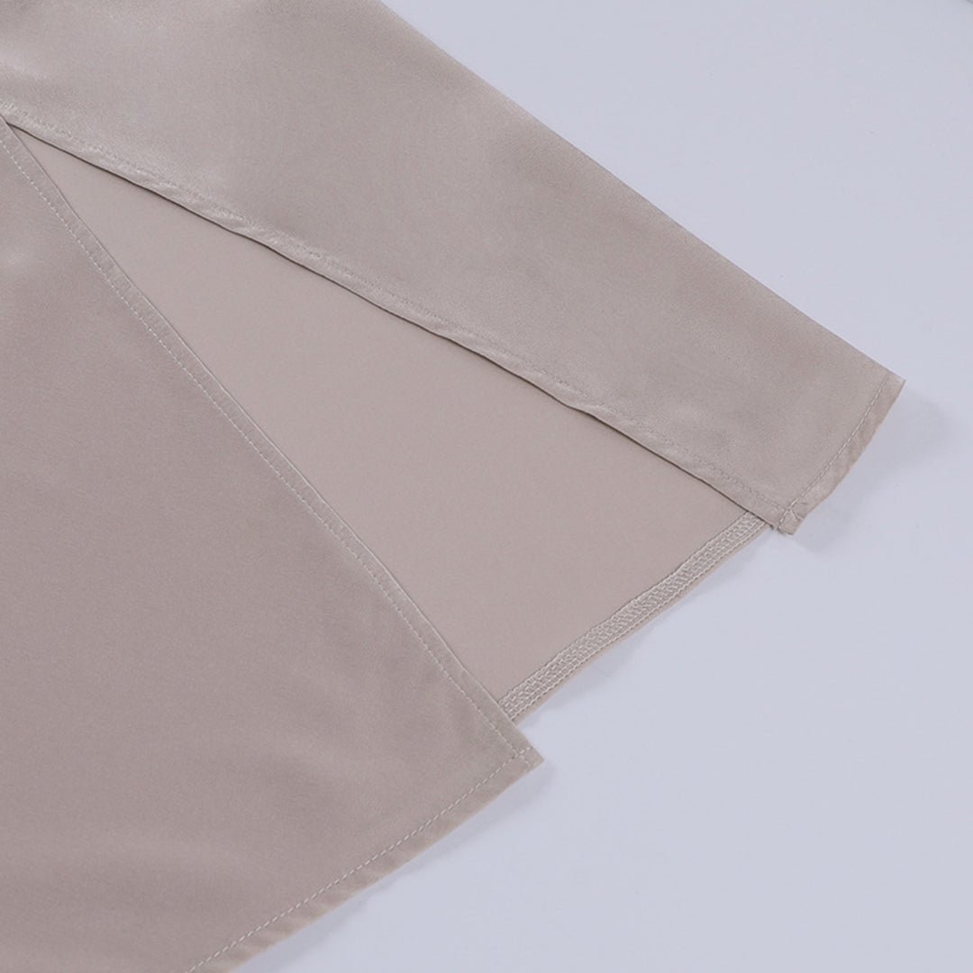 Elegant Satin Maxi Dress | Draped Neckline | High Slit Design | Perfect for Evening or Formal Occasions