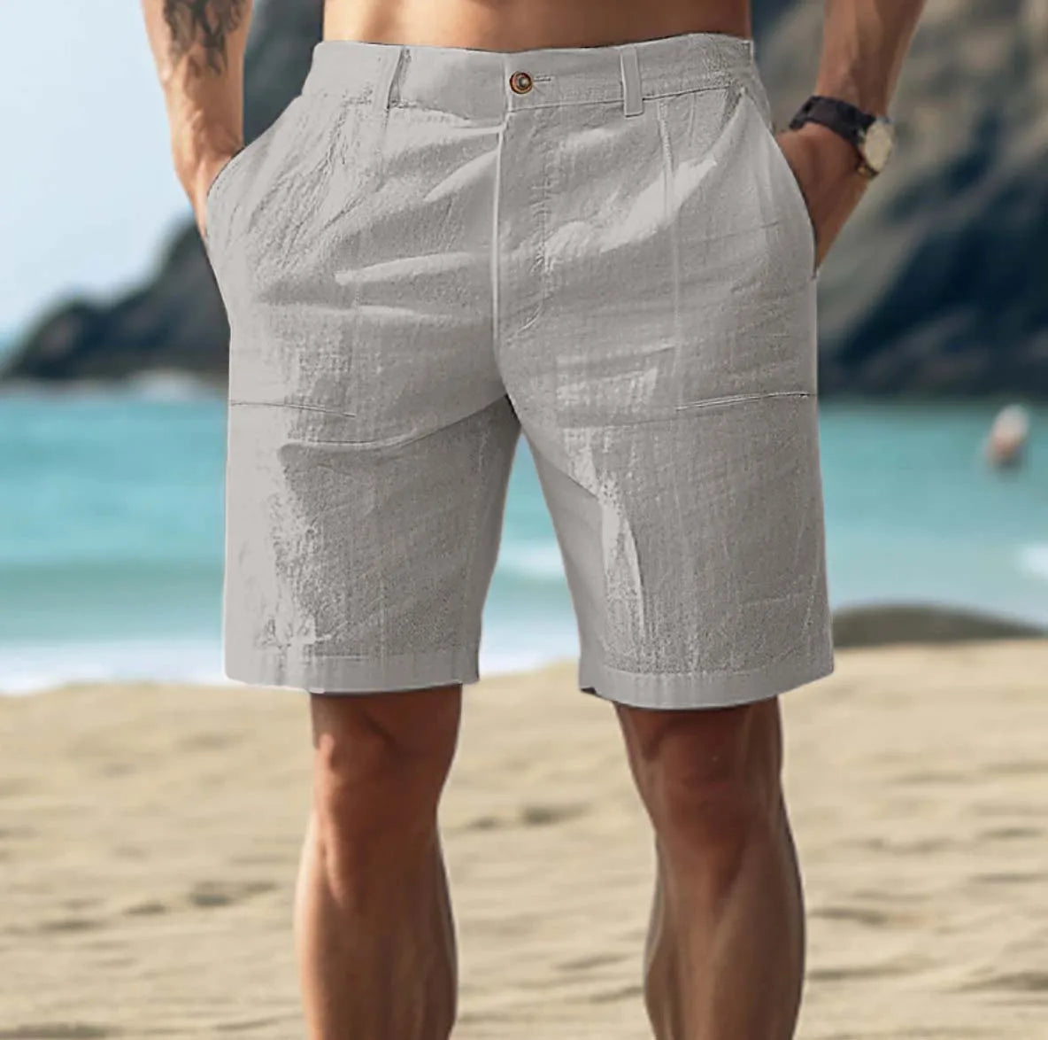 Men's White Linen Blend Shorts | Lightweight Summer Casual Shorts | Warm Weather Essential Canada