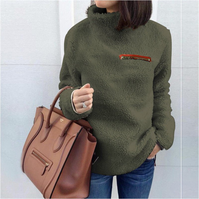 Teddy Fleece Pullover | Mock Neck | Cozy and Stylish