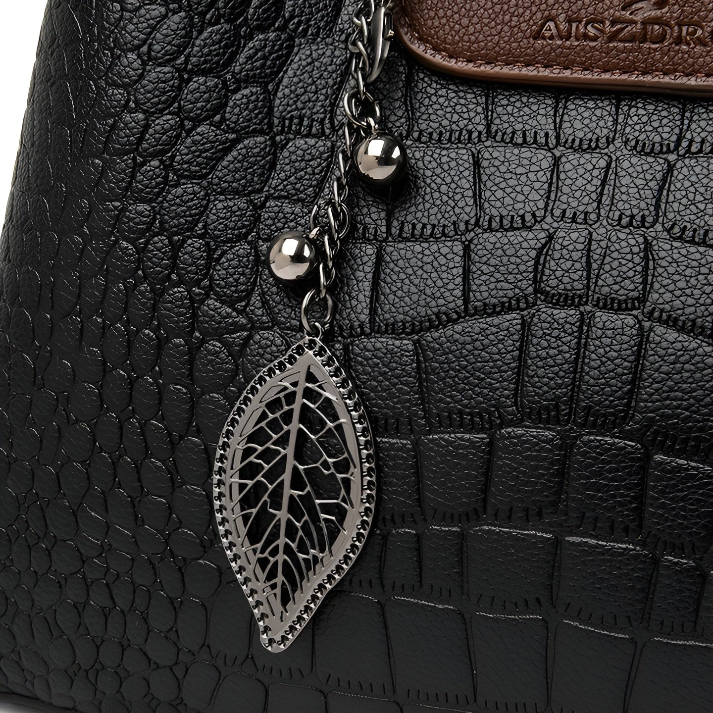 Crocodile Embossed Handbag | PU Leather | Nylon Lining | Elegant Carryall