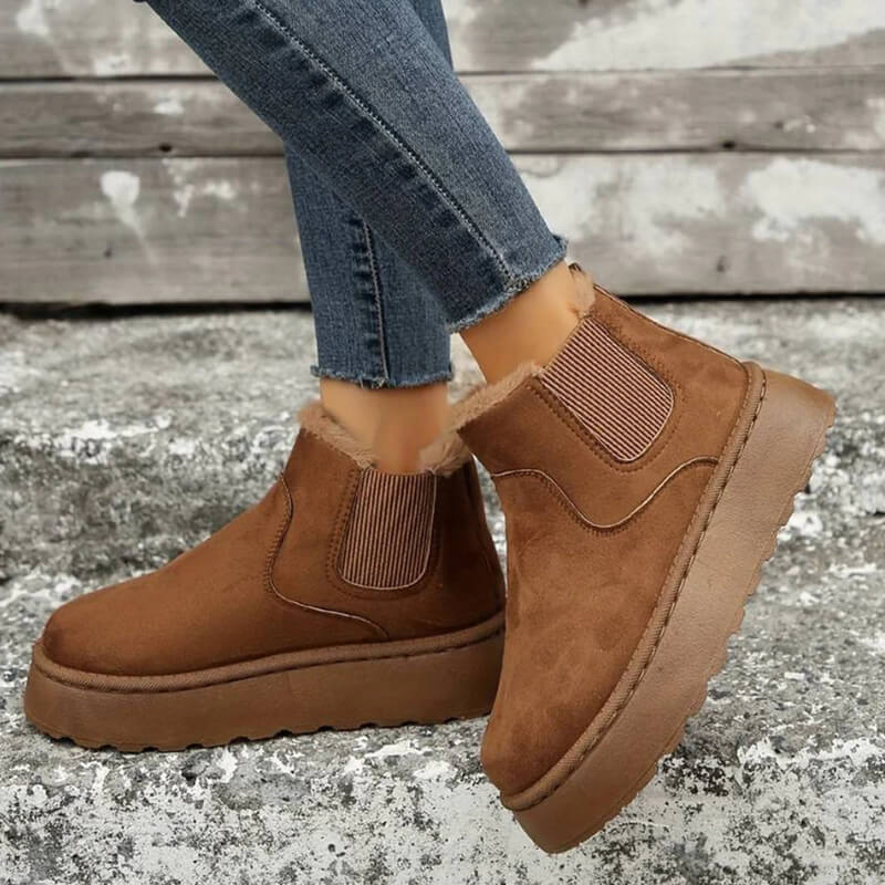 Faux Suede Fleece-Lined Ankle Boots | Warm & Durable | Slip-On Design