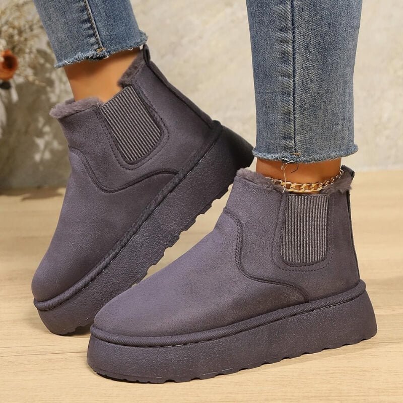 Faux Suede Fleece-Lined Ankle Boots | Warm & Durable | Slip-On Design