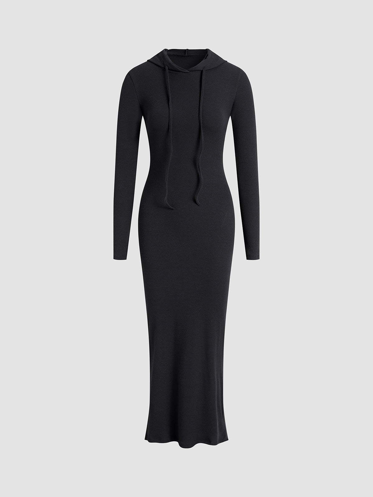 Hooded Maxi Dress | Polyester-Elastane Blend | Sleek Casual Style