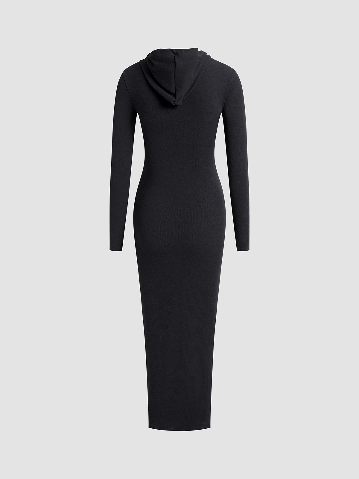 Hooded Maxi Dress | Polyester-Elastane Blend | Sleek Casual Style