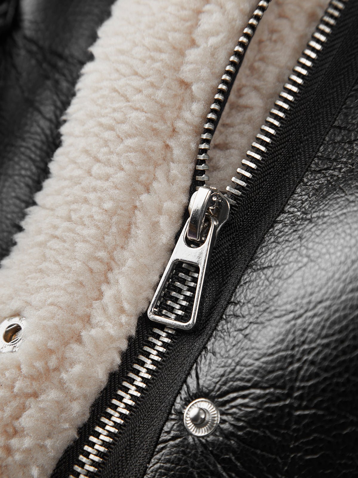 Faux Leather Aviator Jacket | Shearling-Lined Warmth | Black & White Contrast | Winter Style