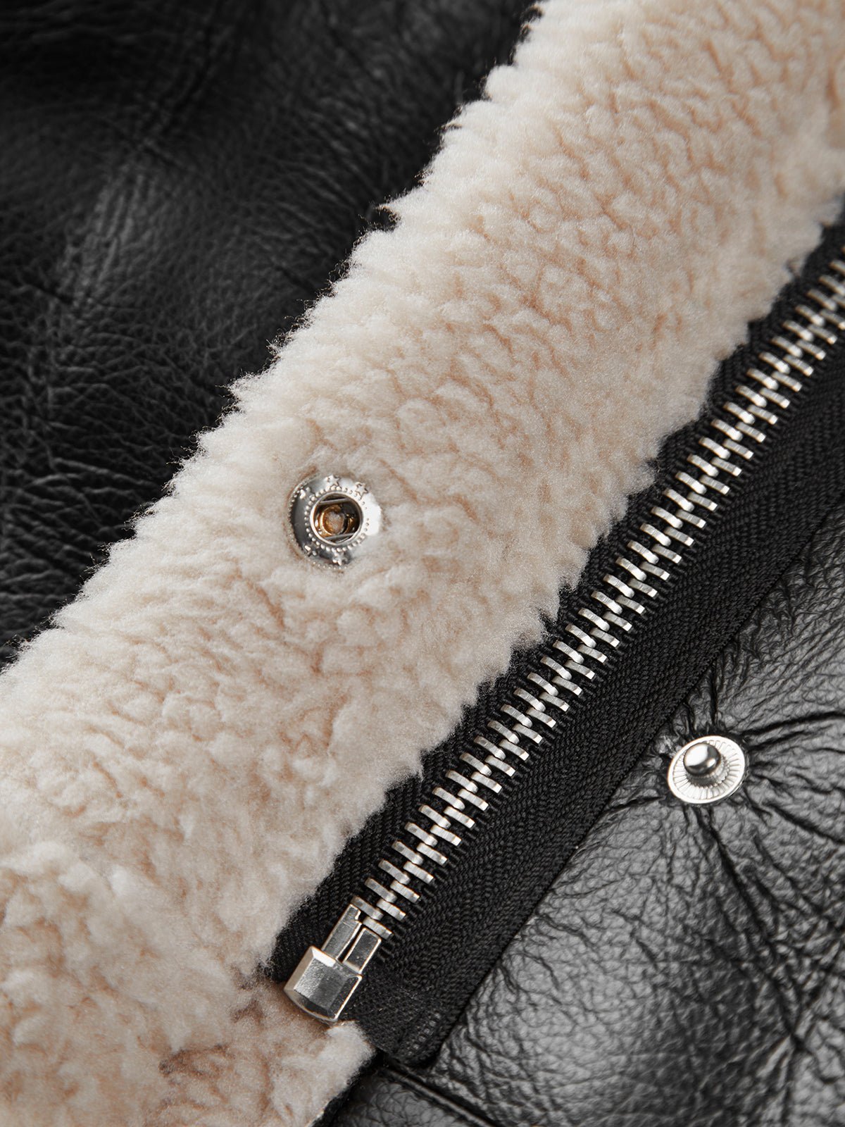 Faux Leather Aviator Jacket | Shearling-Lined Warmth | Black & White Contrast | Winter Style