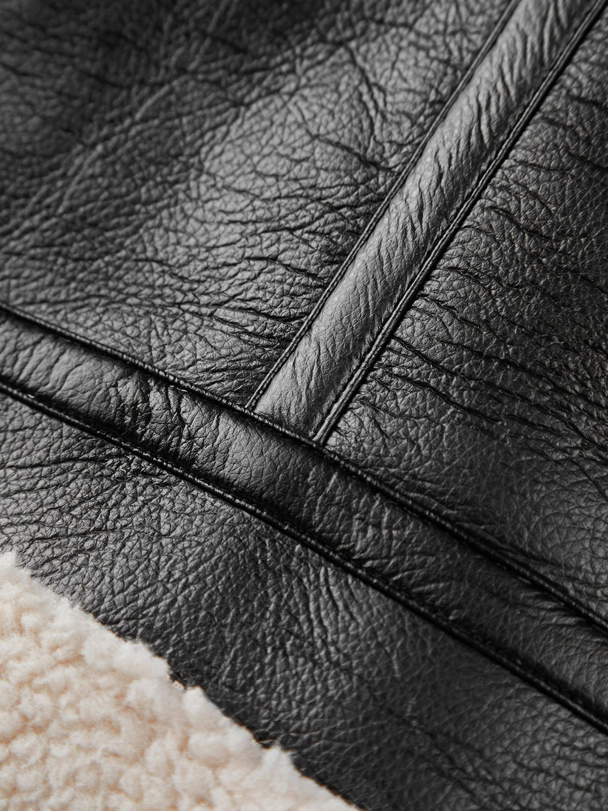 Faux Leather Aviator Jacket | Shearling-Lined Warmth | Black & White Contrast | Winter Style
