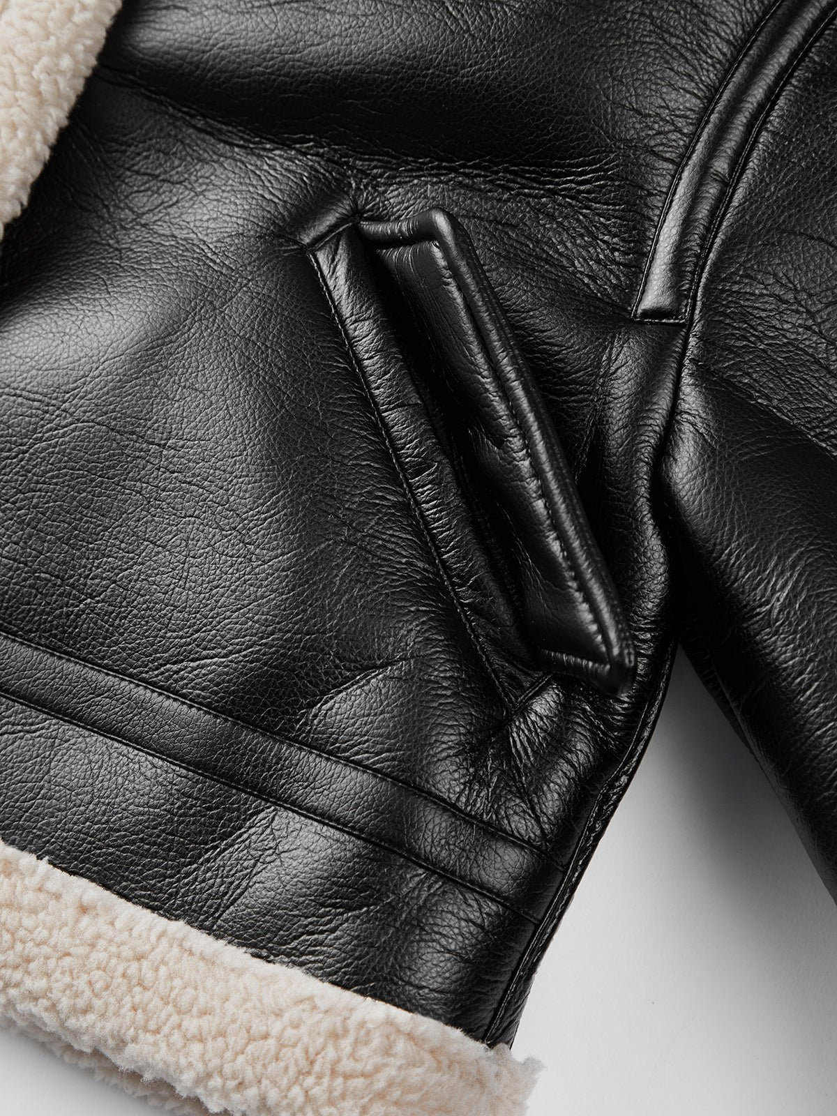 Faux Leather Aviator Jacket | Shearling-Lined Warmth | Black & White Contrast | Winter Style