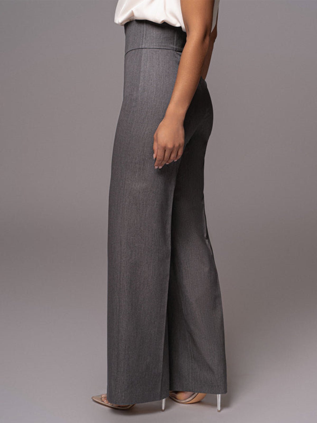 High-Waist Wide-Leg Pants | Elegant Workwear | Woven Fabric | Multiple Colours