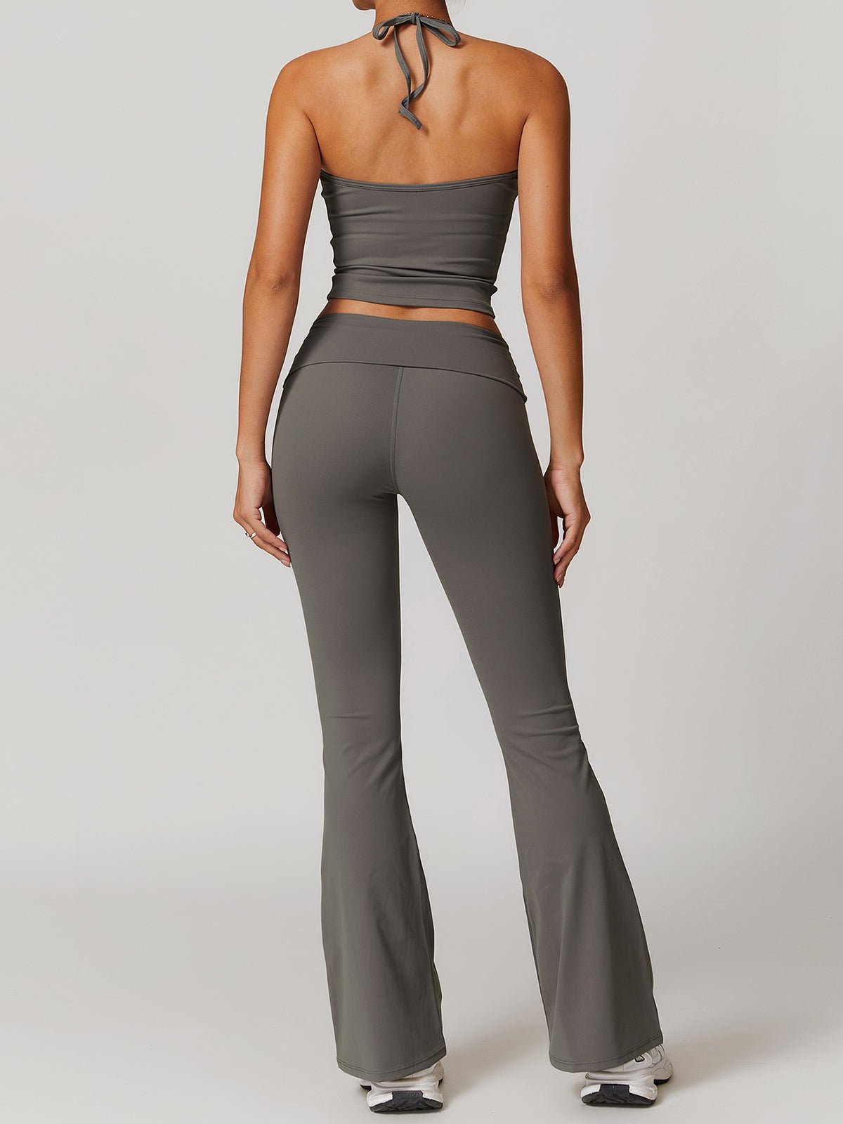 2-Piece Athleisure Set | Flared Leggings & Padded Halter Top | High-Stretch Comfort