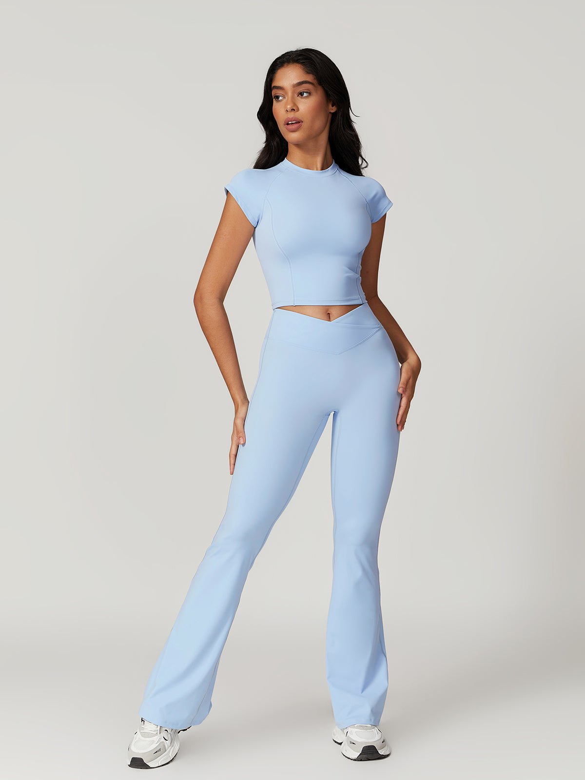 High-Waisted Flared Leggings | Recycled Polyamide Blend | Athleisure Chic