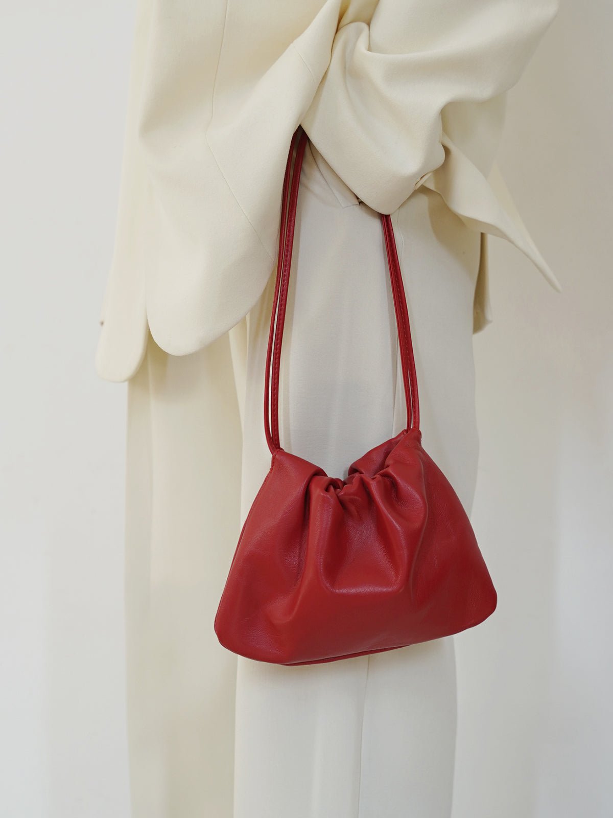 Ruched Shoulder Bag | Bold Statement Piece | 100% Polyurethane | Compact Design