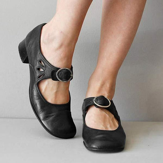 Comfort Buckle Pumps | Classic Low-Heel Mary Janes