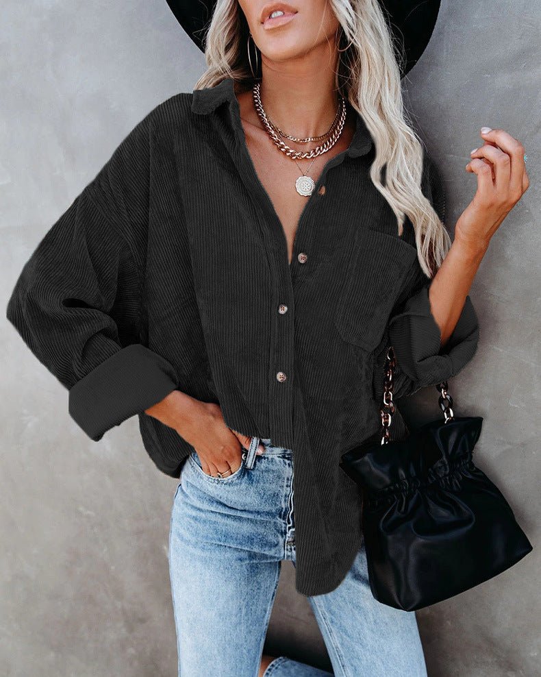 Oversized Corduroy Shirt | Button-Up Front | Laid-Back Fit