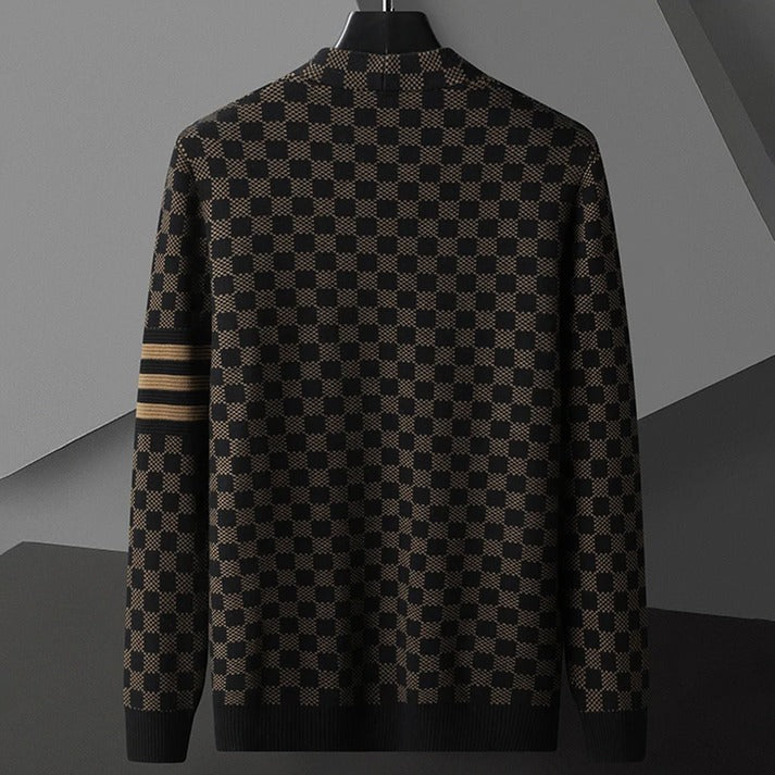 Men’s Checkered Knit Cardigan | Open Front Casual Sweater | Lightweight Streetwear Layer