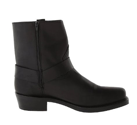 Men’s Harness Biker Boots | Slip-On Mid-Calf | Faux Leather with Metal Ring Detail