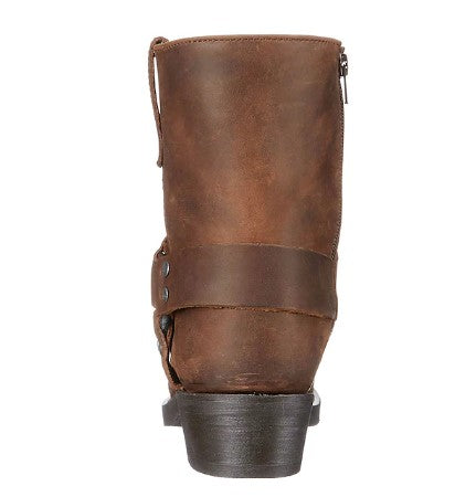 Men’s Harness Biker Boots | Slip-On Mid-Calf | Faux Leather with Metal Ring Detail