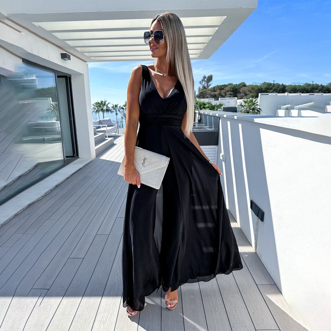 Sleeveless Wrap Maxi Dress | Flowing Silhouette | Lightweight Chiffon | Elegant Evening & Formal Wear