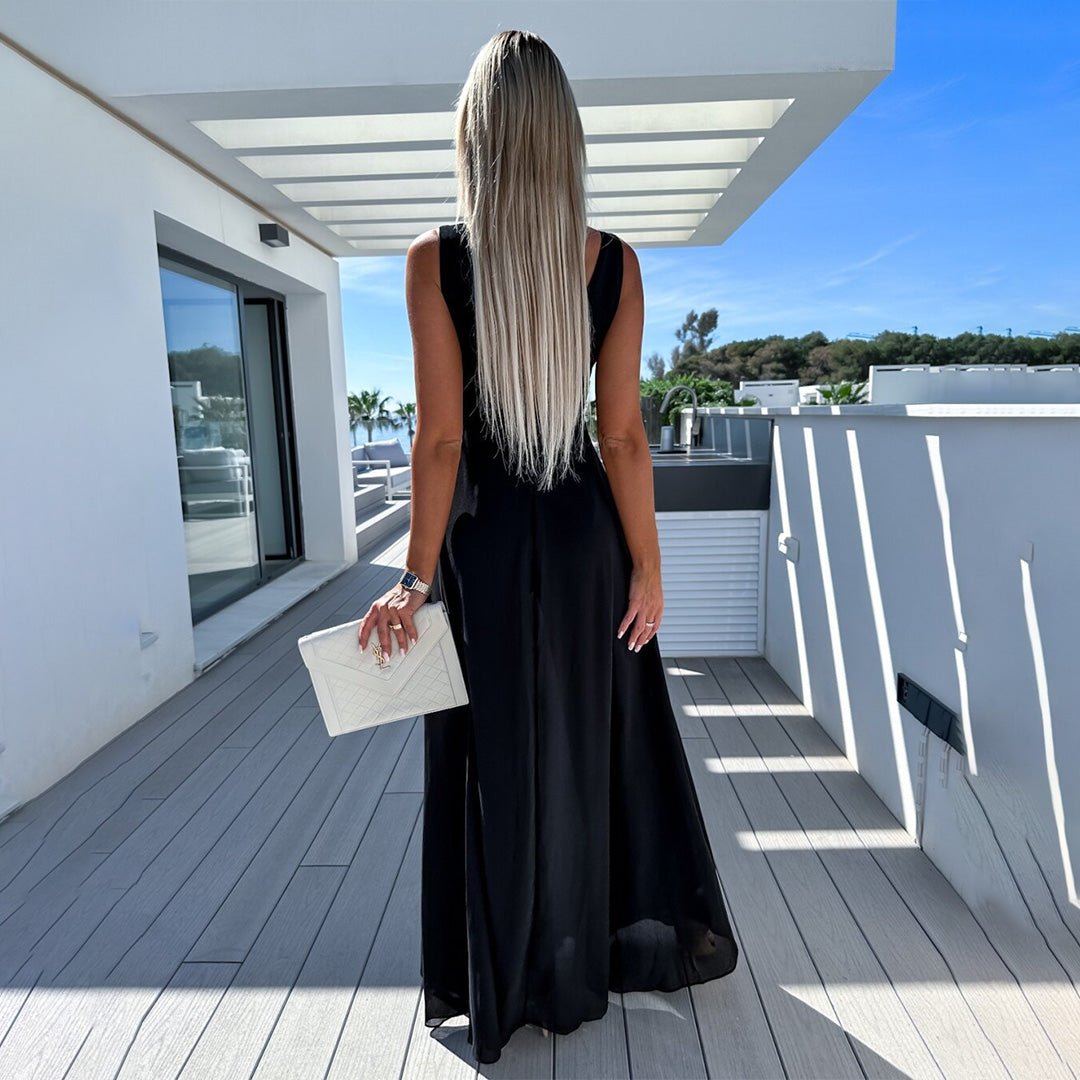 Sleeveless Wrap Maxi Dress | Flowing Silhouette | Lightweight Chiffon | Elegant Evening & Formal Wear