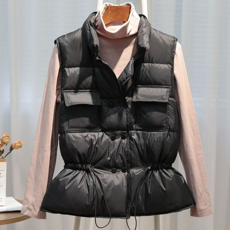 Puffer Vest with Drawstring Waist | Snap-Front Lightweight Outerwear | Winter Layering Vest Canada