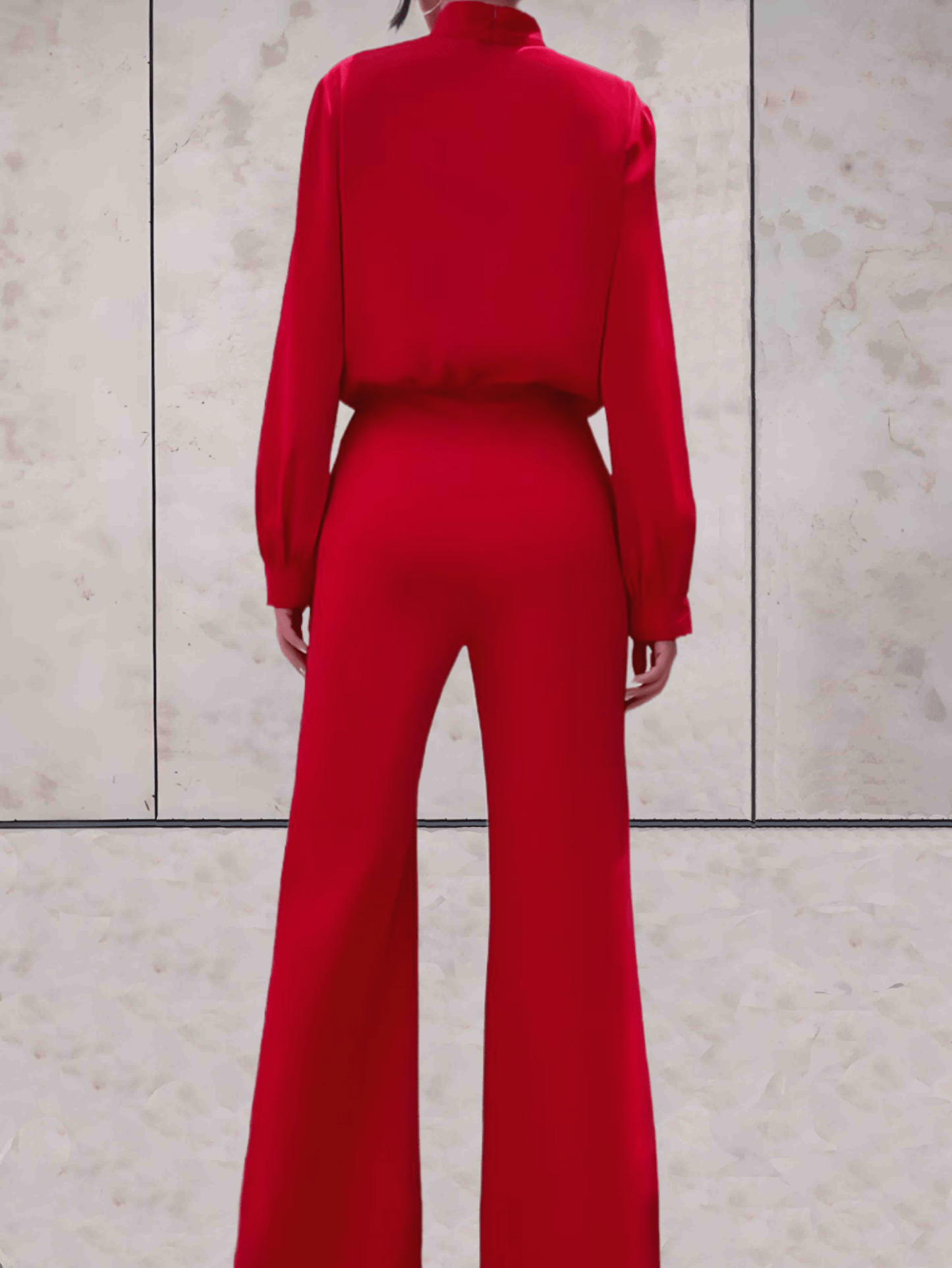 Elegant Wide-Leg Jumpsuit | Statement High Neck | Satin Finish | Evening Wear