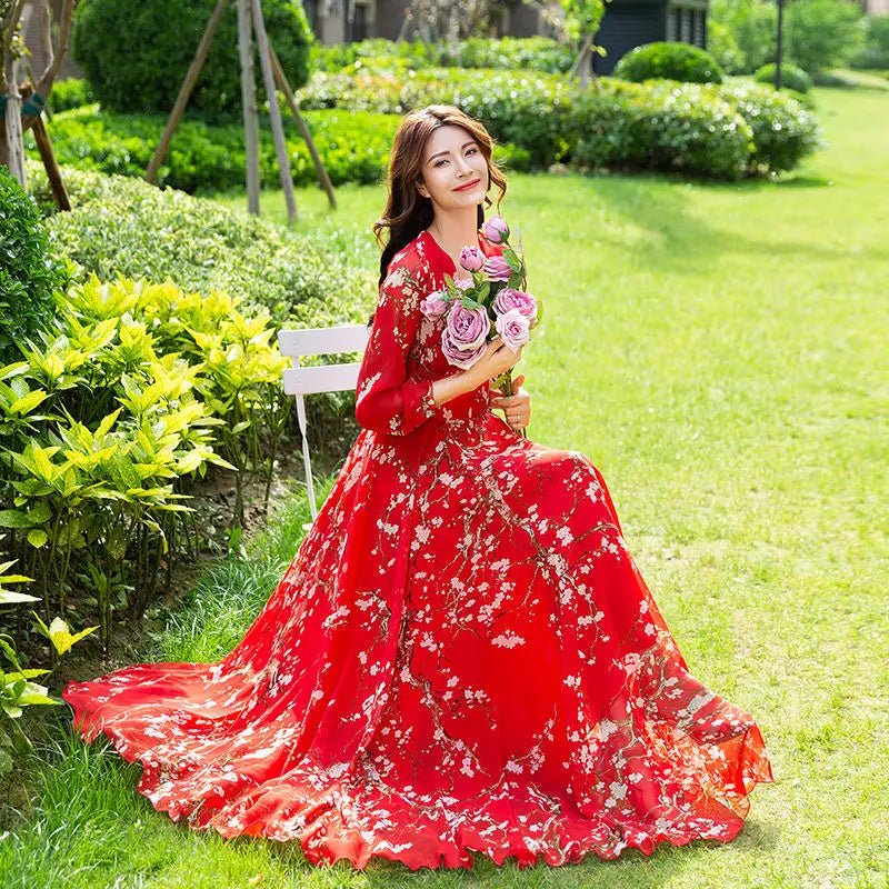 Romantic Maxi Dress | Floral Elegance | Lightweight Chiffon | Garden Party Ready