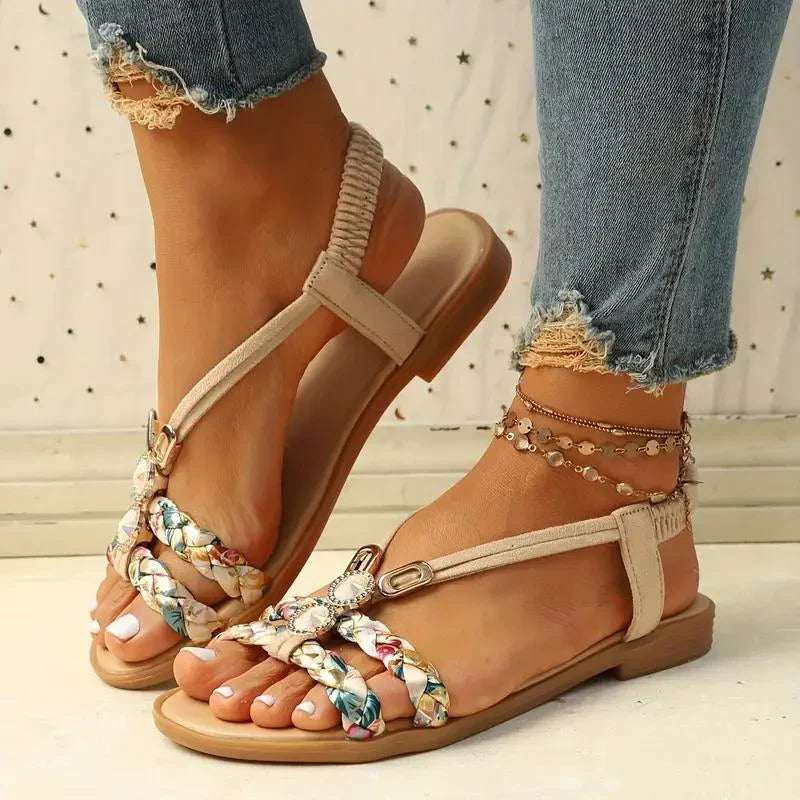 Flat Braided Strap Sandals | Casual Comfort | Boho-Inspired Design