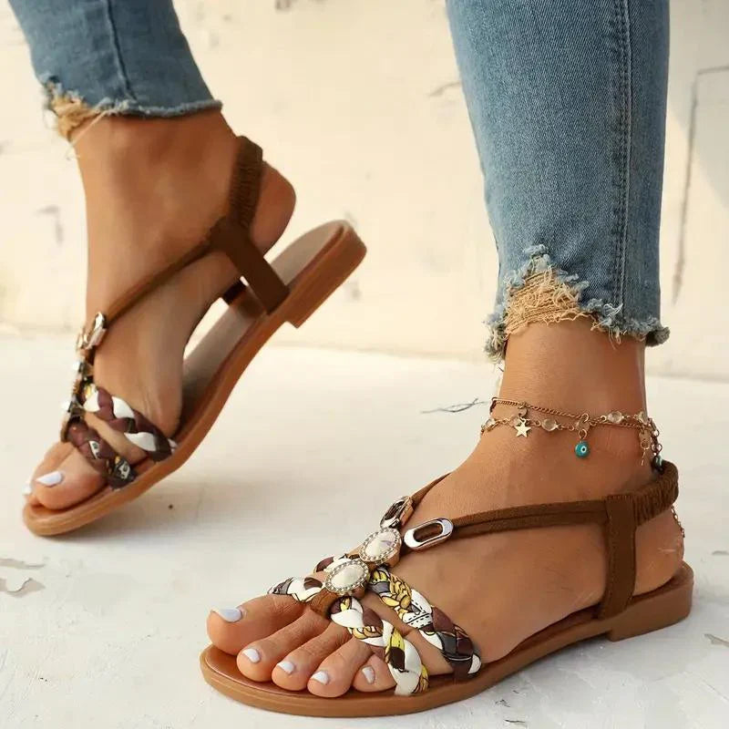 Flat Braided Strap Sandals | Casual Comfort | Boho-Inspired Design